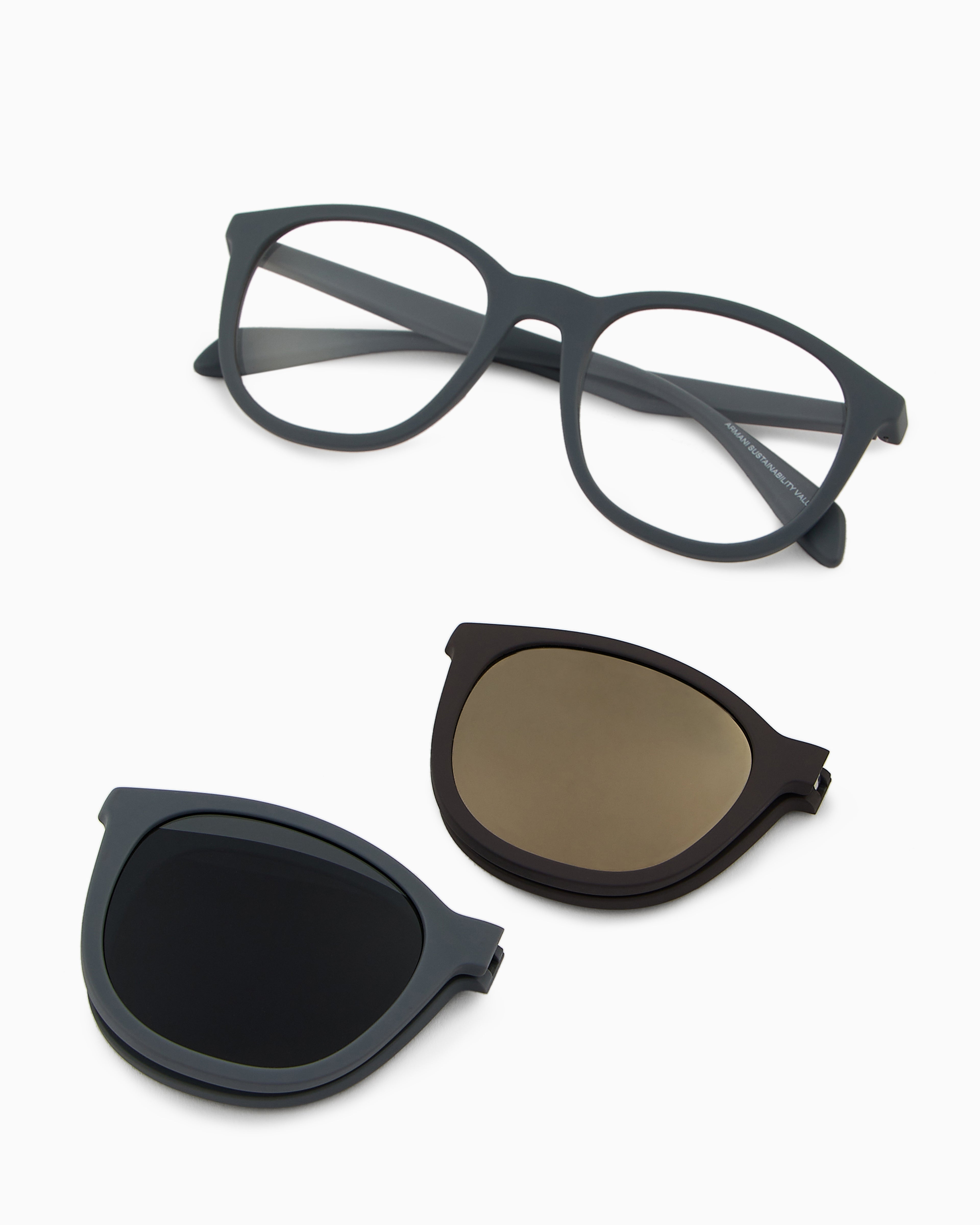 Emporio Armani Men’s panto sunglasses with interchangeable lenses