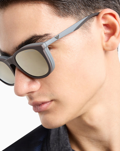 Emporio Armani Men’s panto sunglasses with interchangeable lenses