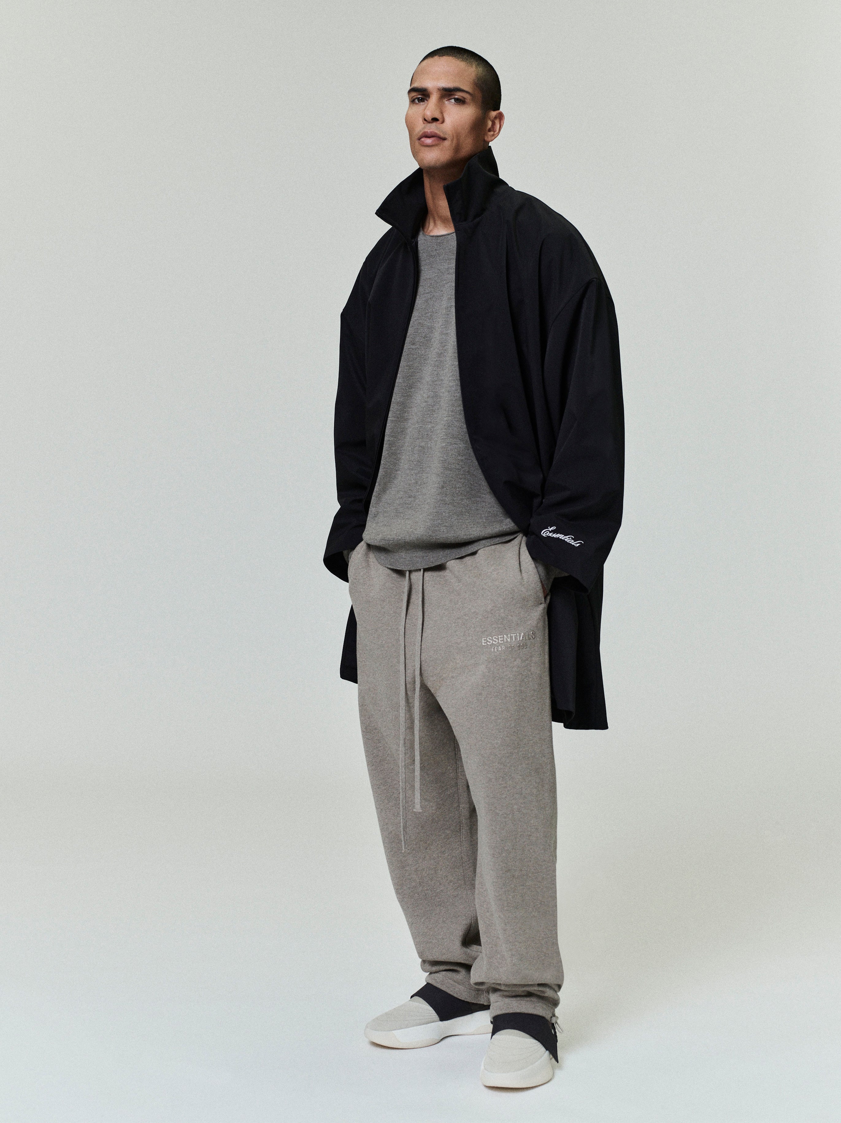 Essentials Sporty Nylon High Neck Jacket Jet Black