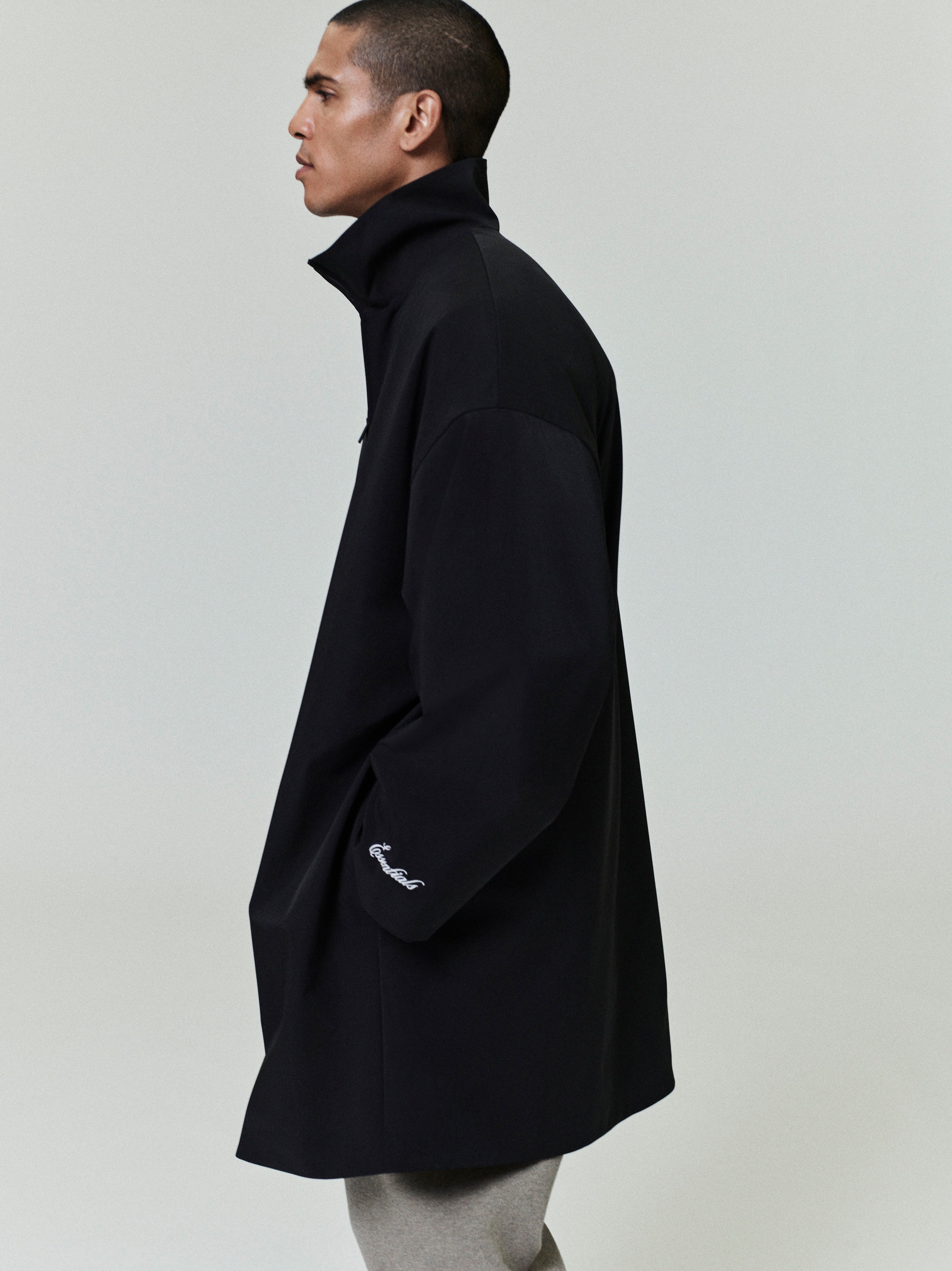 Essentials Sporty Nylon High Neck Jacket Jet Black