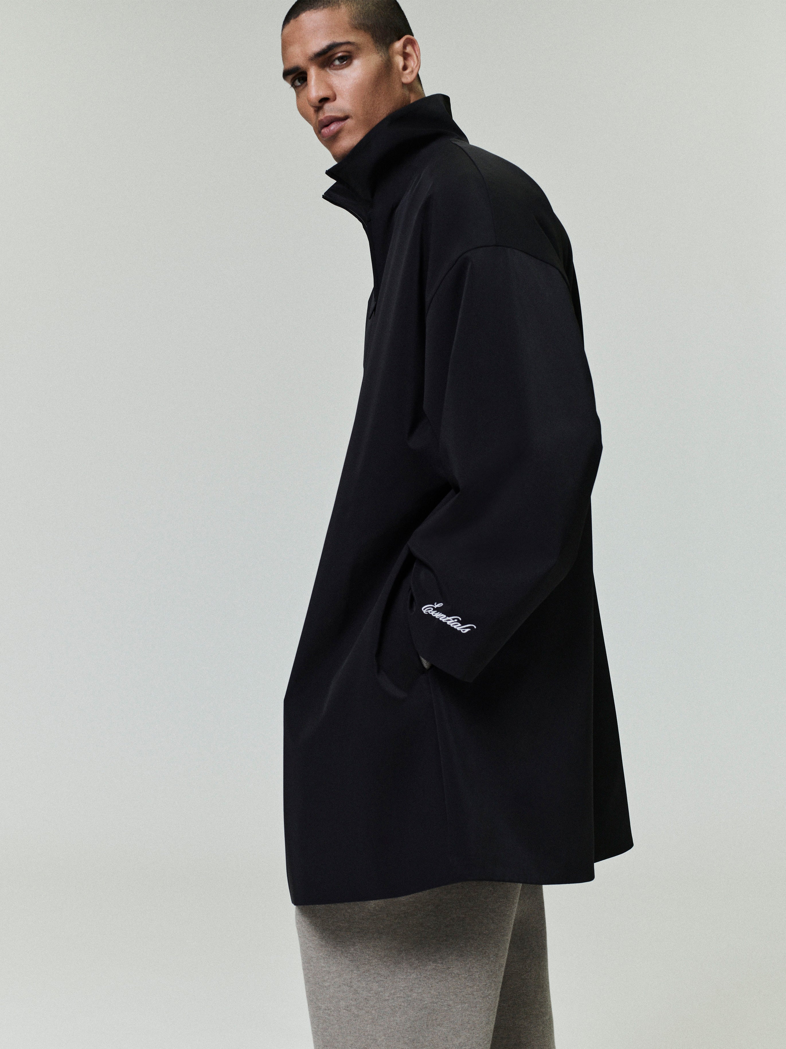 Essentials Sporty Nylon High Neck Jacket Jet Black
