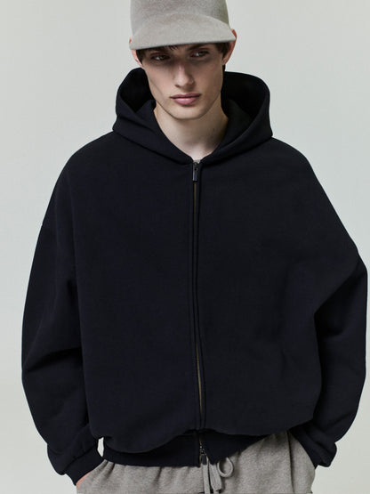 Essentials Embossed 90S Fit Fleece Zip-Up Hoodie Vintage Black