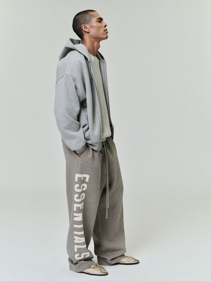 Essentials Embossed Classic Fleece Zip-Up Hoodie Warm Heather