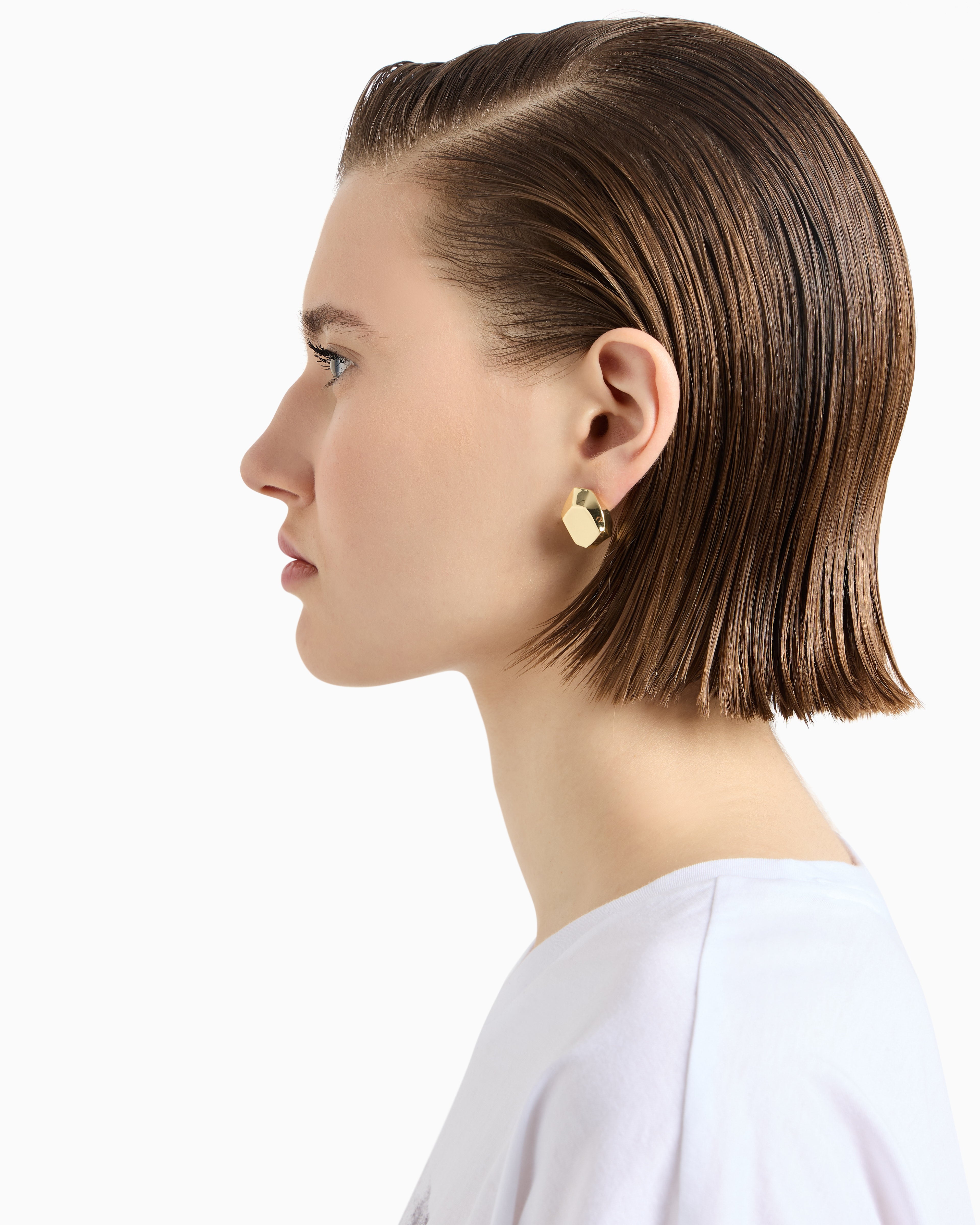 Emporio Armani  Gold-Tone Brass Stud Earrings