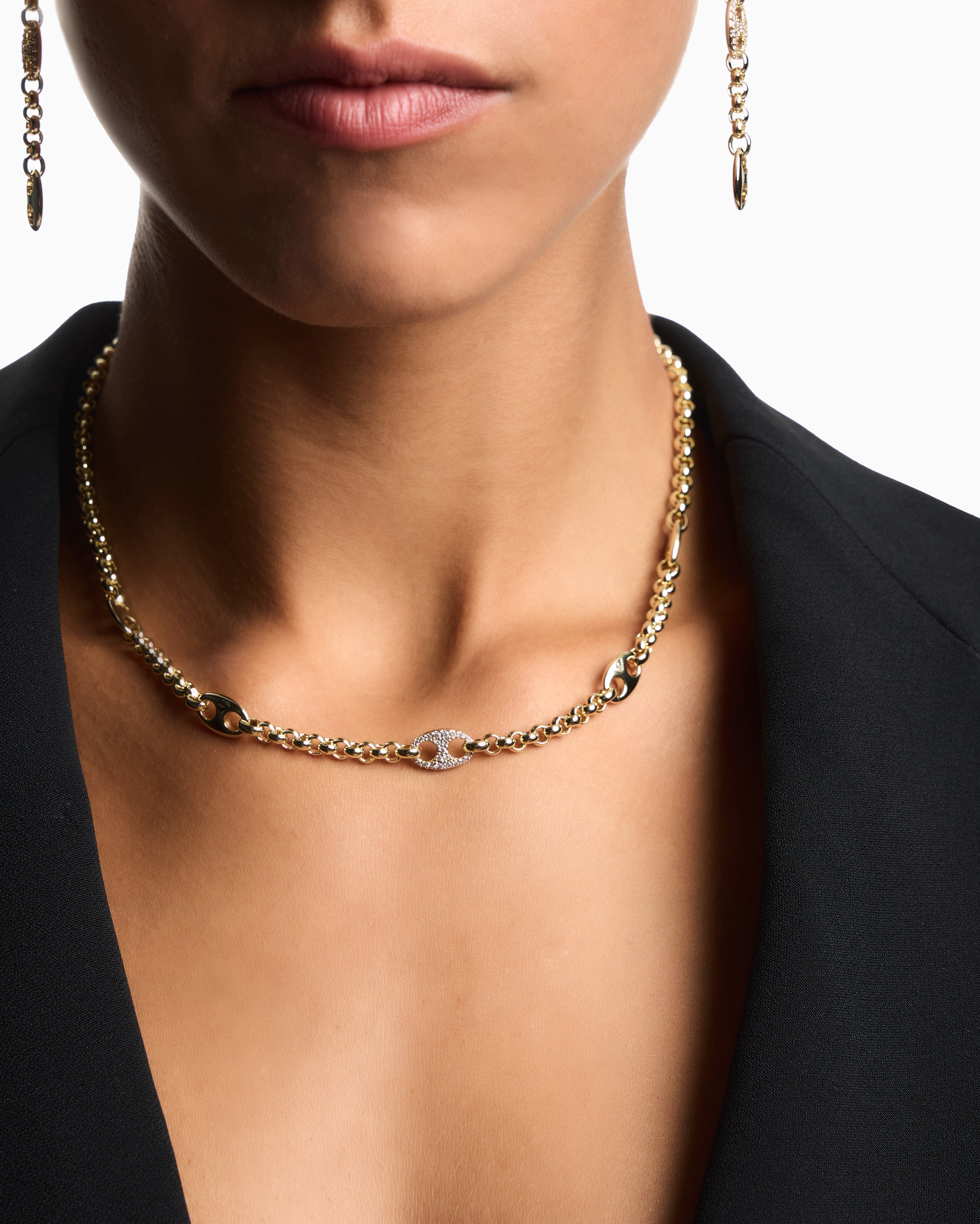 Emporio Armani  Gold-Tone Brass Station Necklace