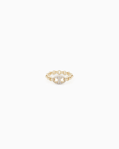 Emporio Armani  Gold-Tone Brass Center Focal Ring