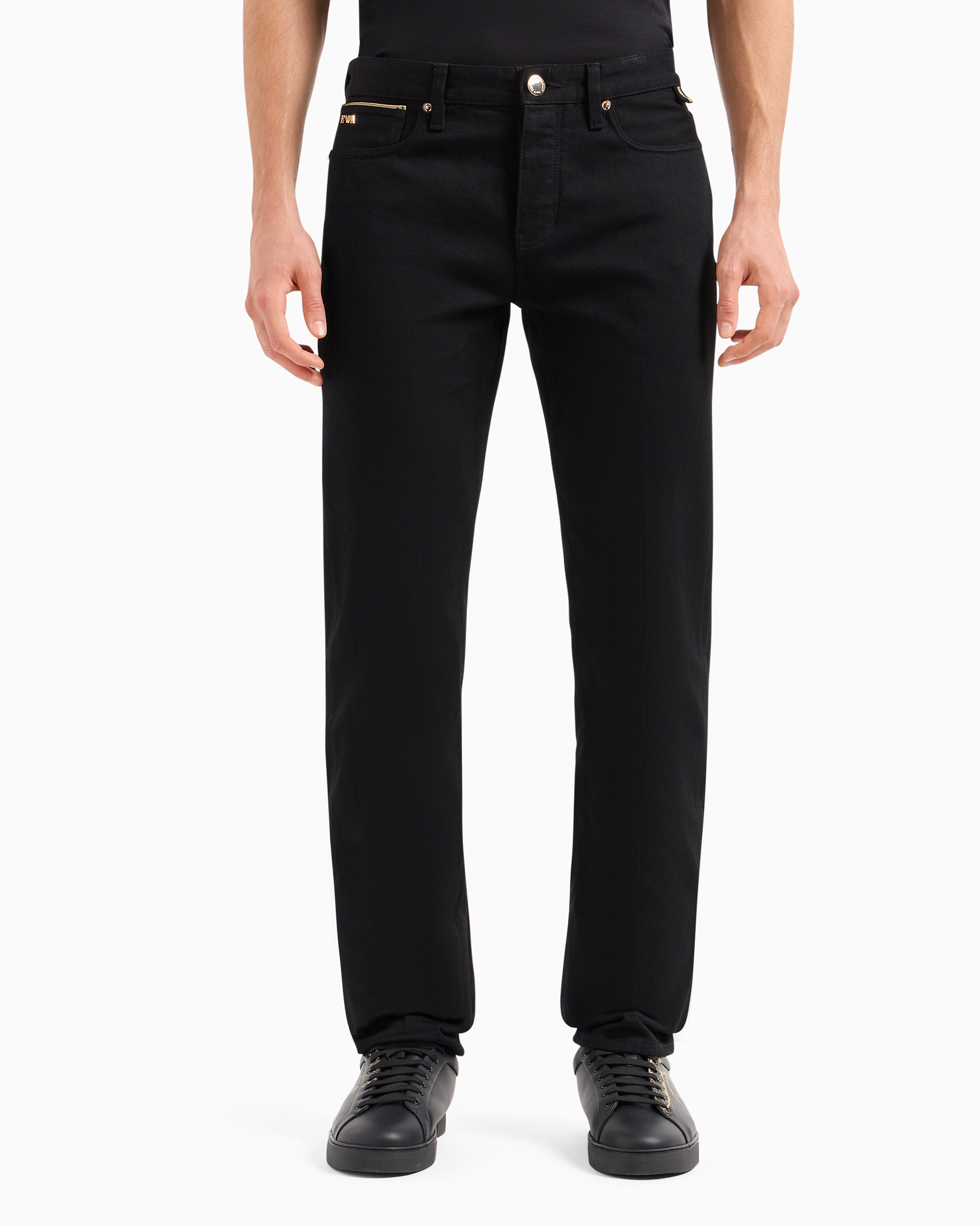 Emporio Armani J75 Slim-fit stretch denim jeans with gold details