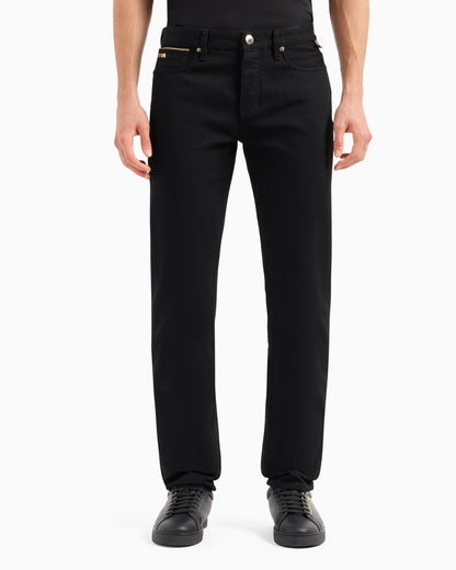 Emporio Armani J75 Slim-fit stretch denim jeans with gold details