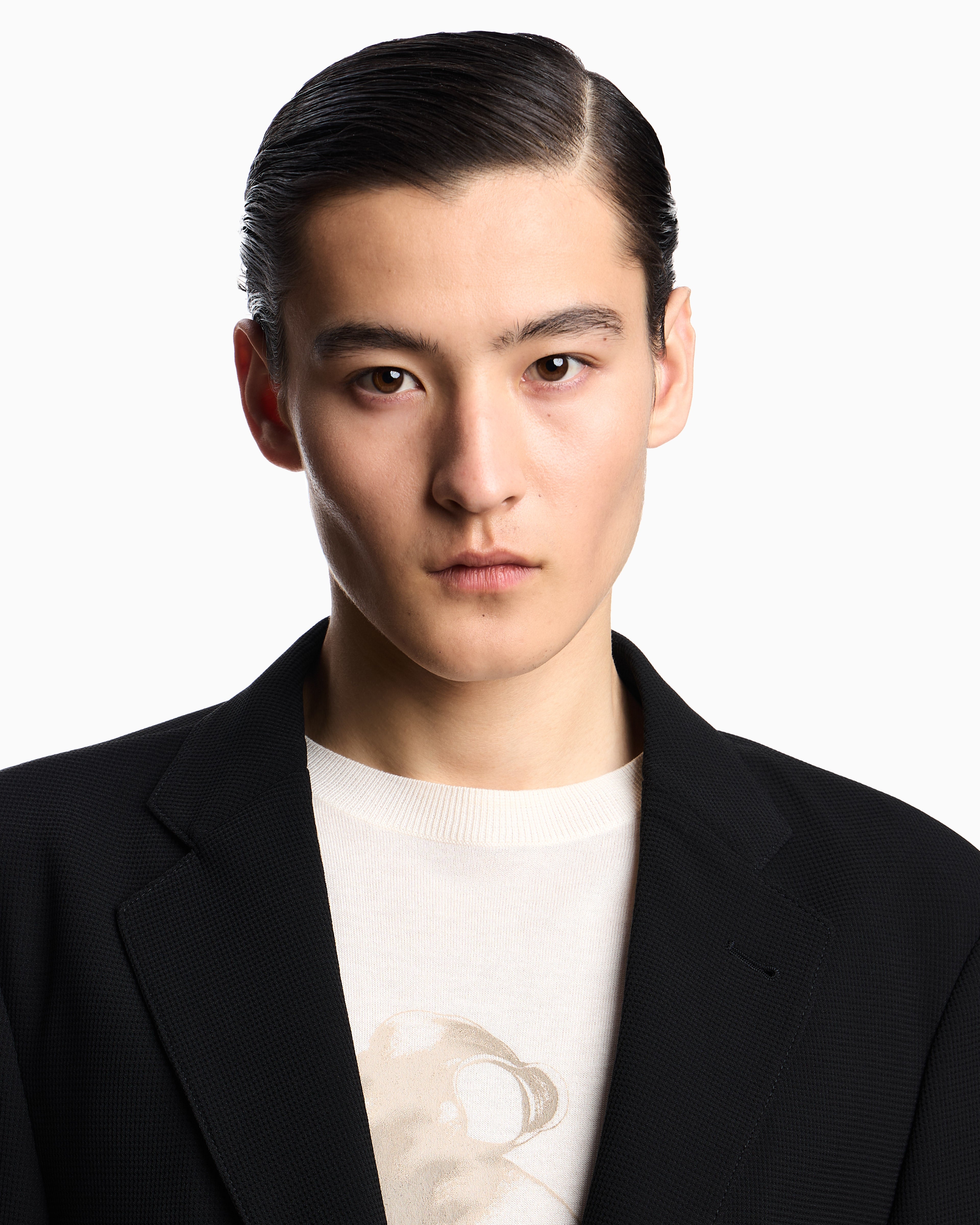 Emporio Armani Icon single-breasted jacket in piqué-effect micro-textured crêpe jersey