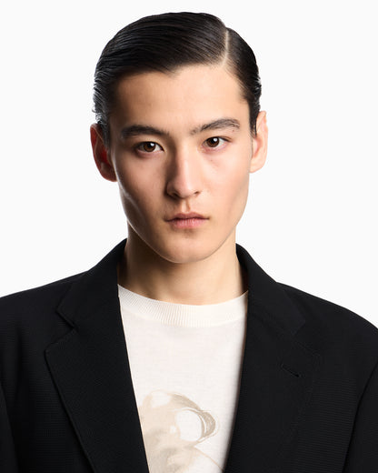Emporio Armani Icon single-breasted jacket in piqué-effect micro-textured crêpe jersey