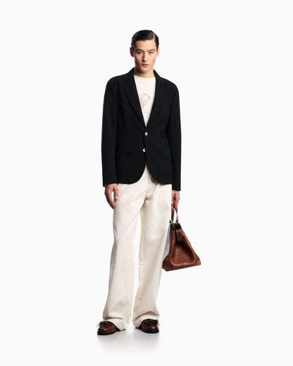 Emporio Armani Icon single-breasted jacket in piqué-effect micro-textured crêpe jersey