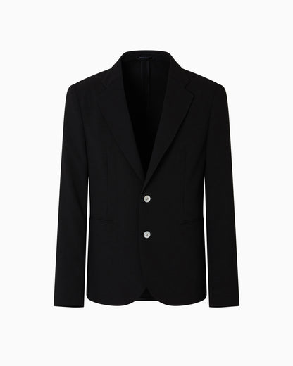Emporio Armani Icon single-breasted jacket in piqué-effect micro-textured crêpe jersey