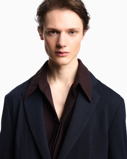 Emporio Armani Single-breasted jacket in a jacquard double jersey knit