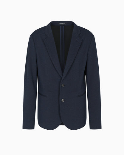 Emporio Armani Single-breasted jacket in a jacquard double jersey knit
