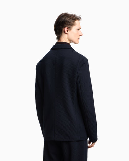 Emporio Armani Single-breasted jacket in a jacquard double jersey knit