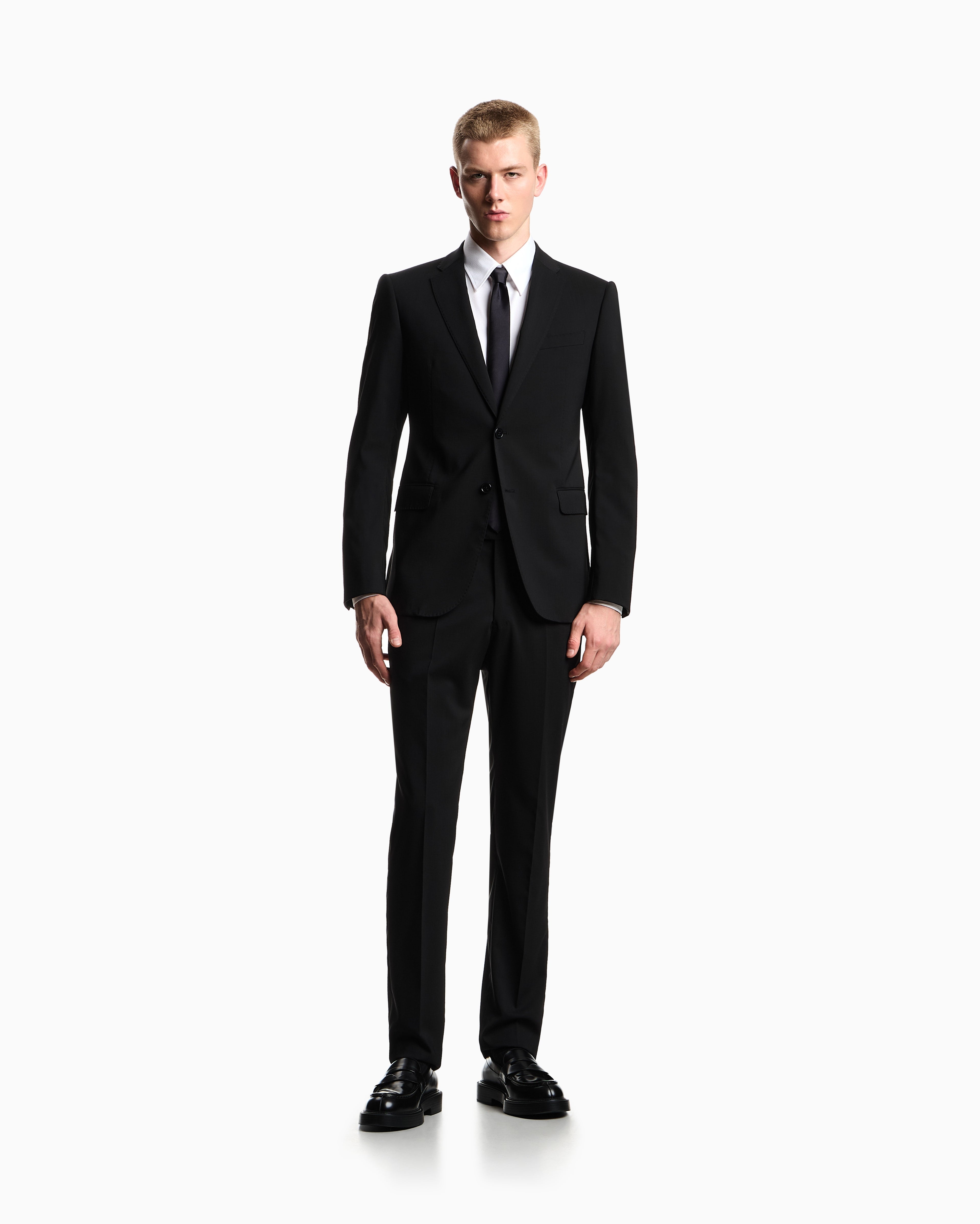 Emporio Armani Single-breasted light wool suit with micro design