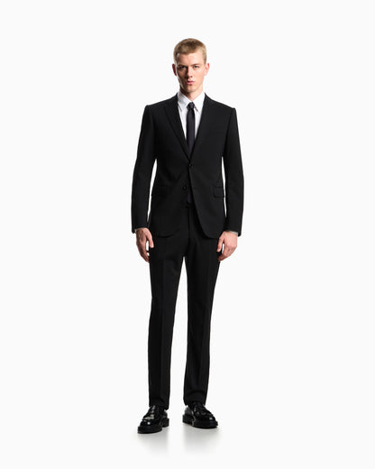 Emporio Armani Single-breasted light wool suit with micro design