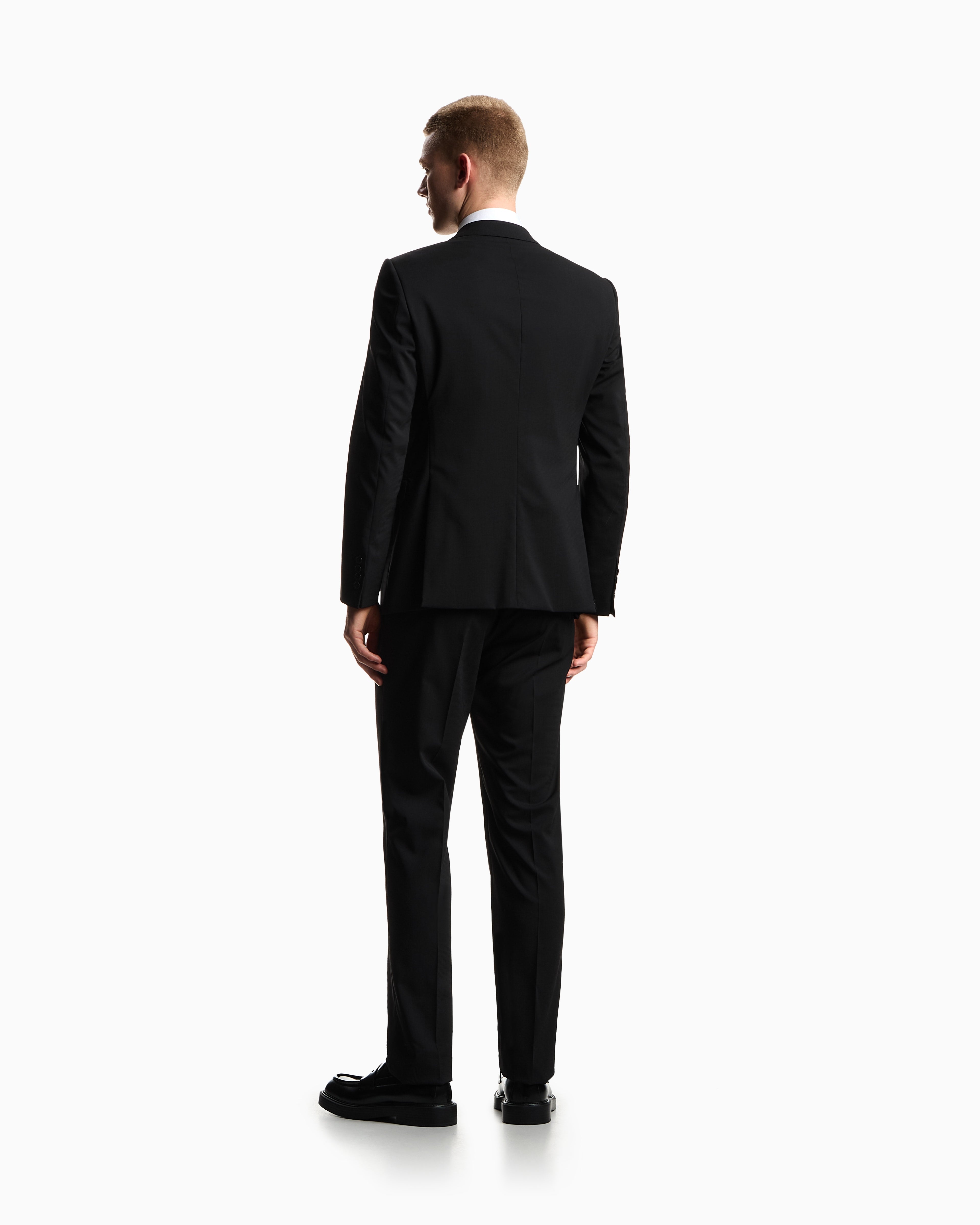 Emporio Armani Single-breasted light wool suit with micro design