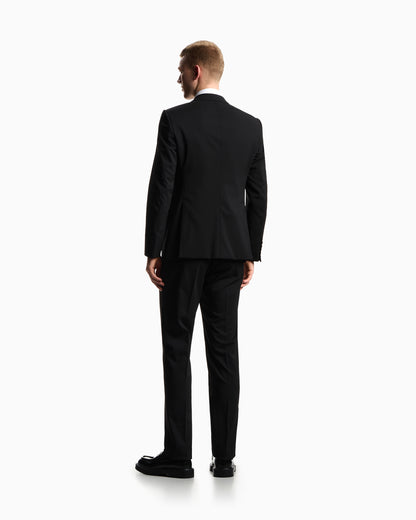 Emporio Armani Single-breasted light wool suit with micro design