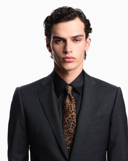 Emporio Armani Single-breasted suit made of tropical light wool with a check motif