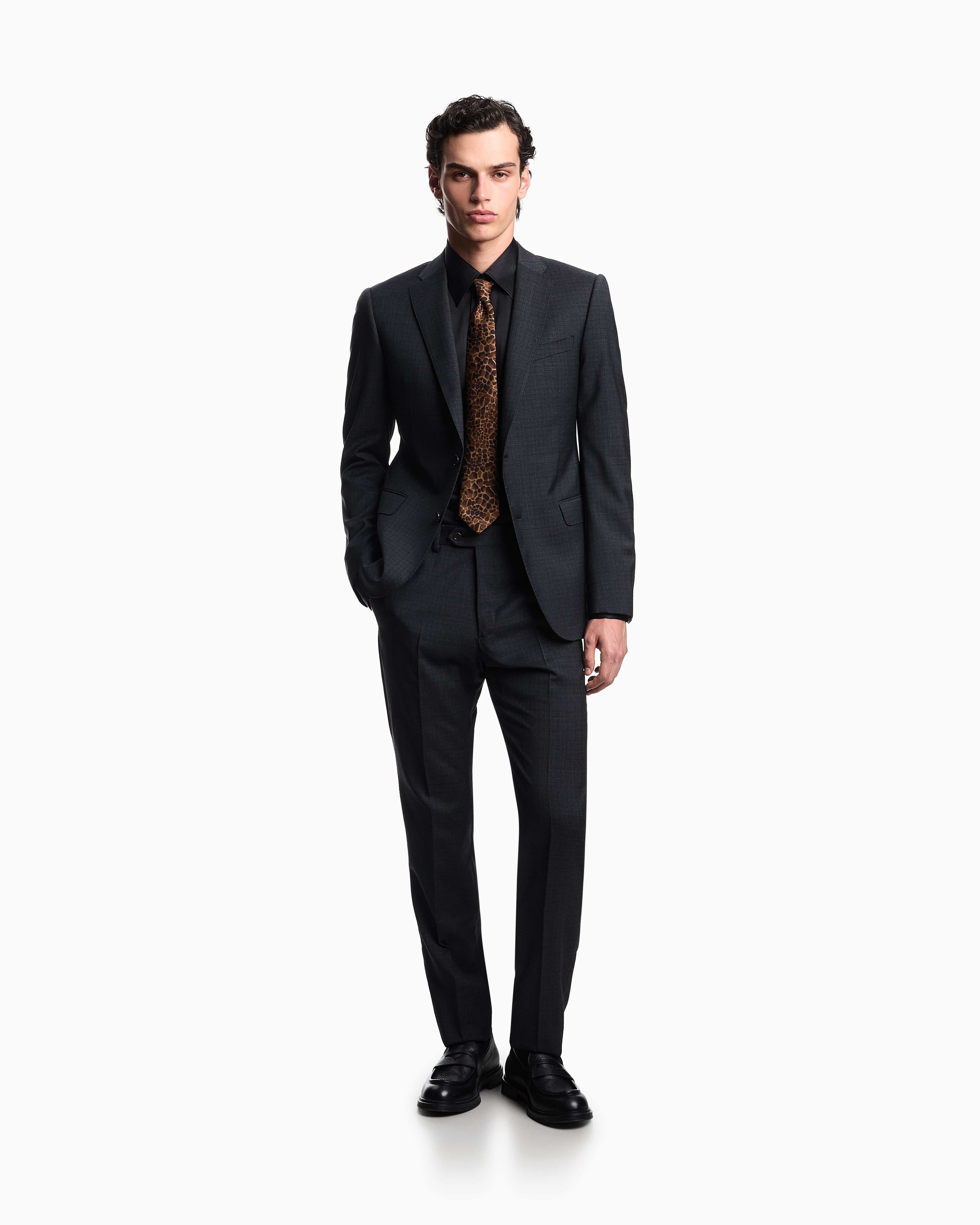 Emporio Armani Single-breasted suit made of tropical light wool with a check motif
