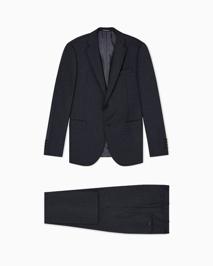Emporio Armani Single-breasted suit made of tropical light wool with a check motif