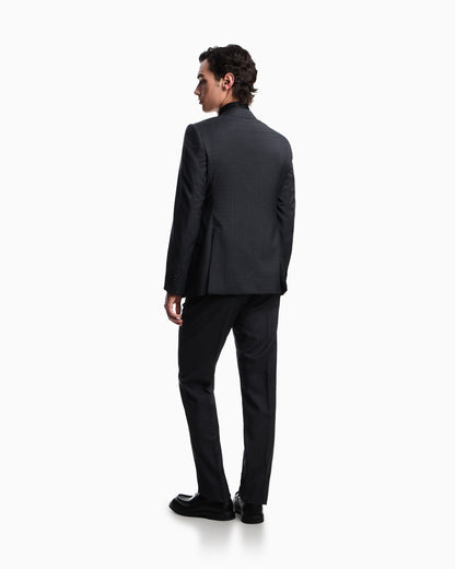 Emporio Armani Single-breasted suit made of tropical light wool with a check motif