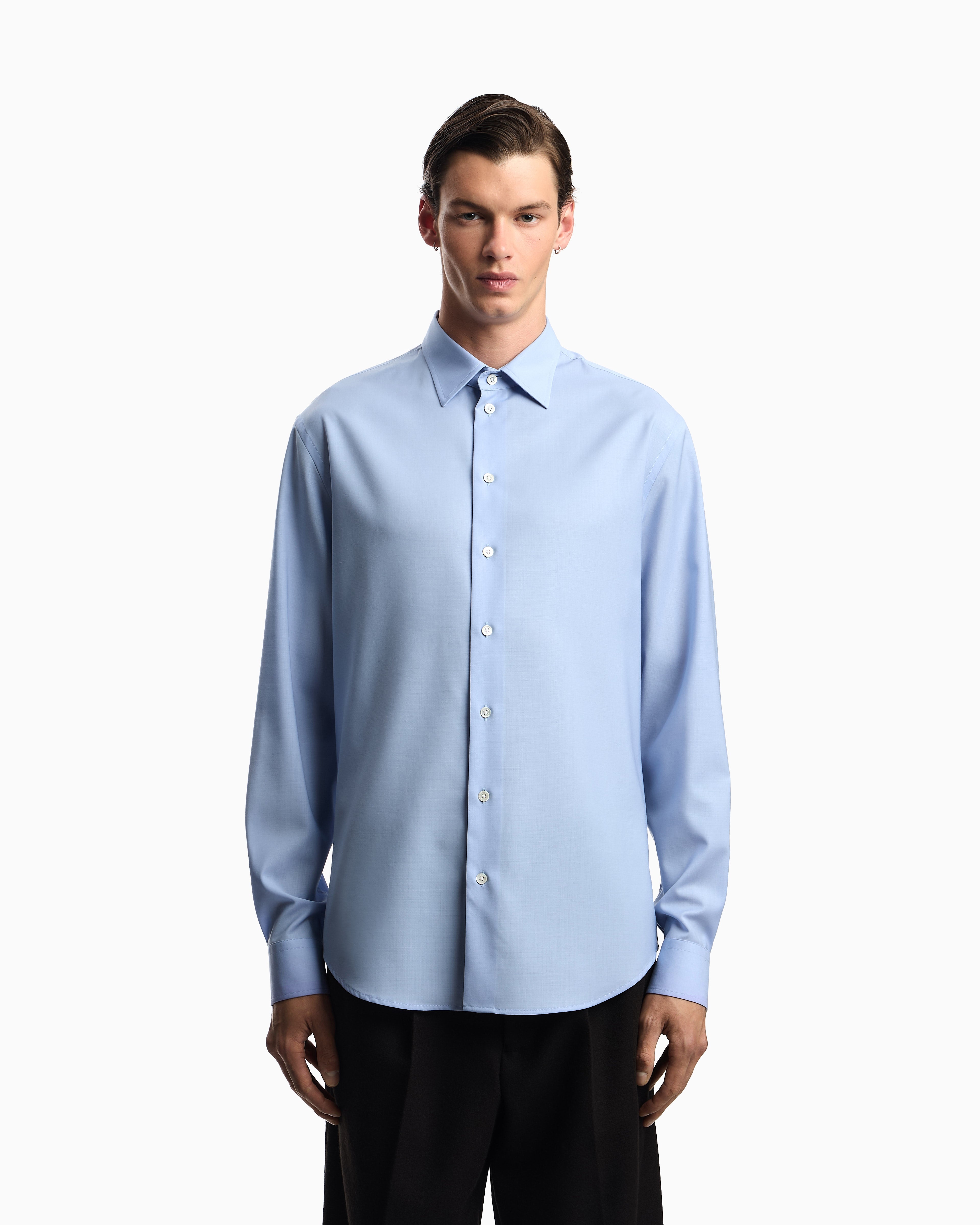 Emporio Armani Icon shirt in tropical light wool canvas
