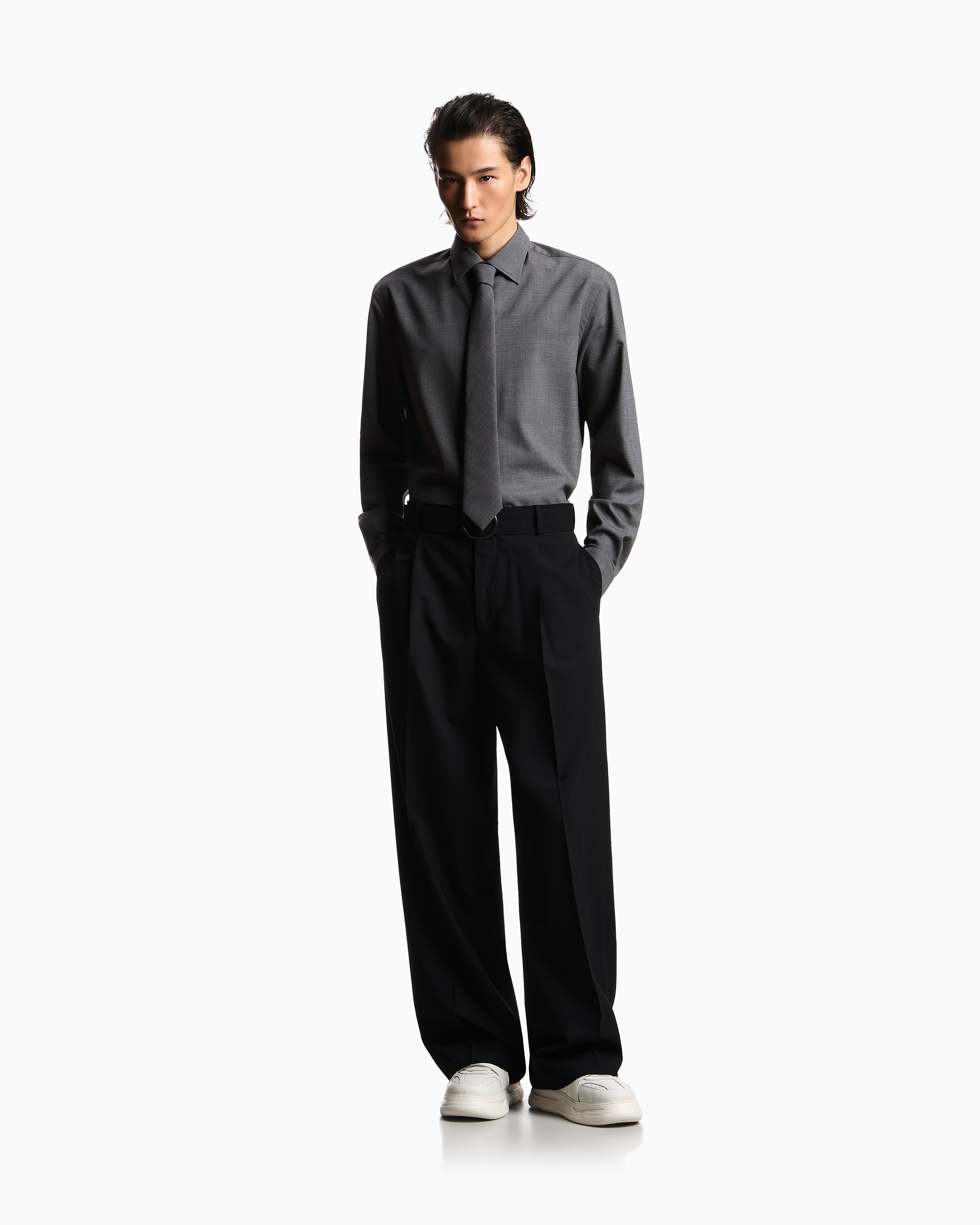 Emporio Armani Soft-finish virgin-wool canvas shirt