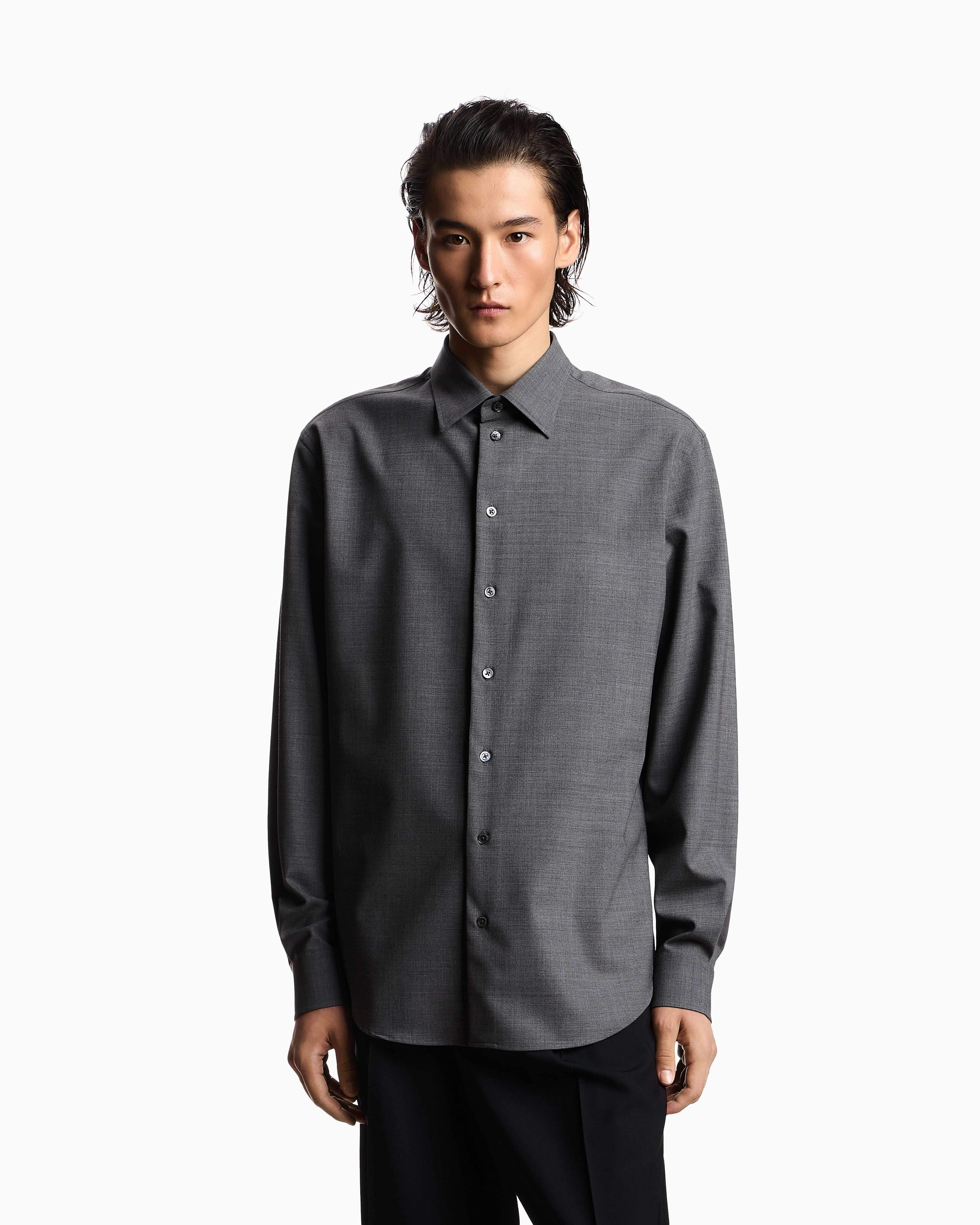 Emporio Armani Soft-finish virgin-wool canvas shirt