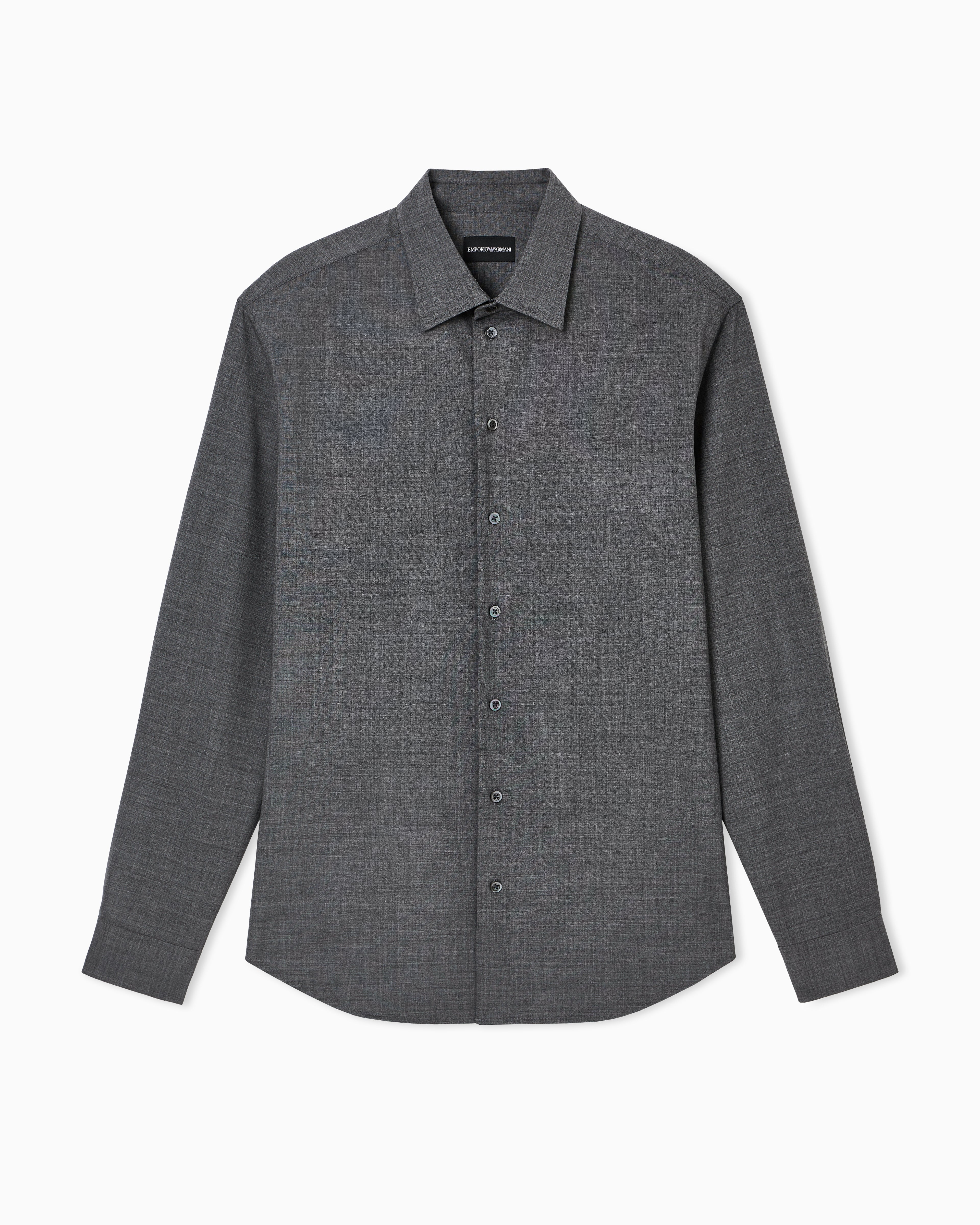 Emporio Armani Soft-finish virgin-wool canvas shirt