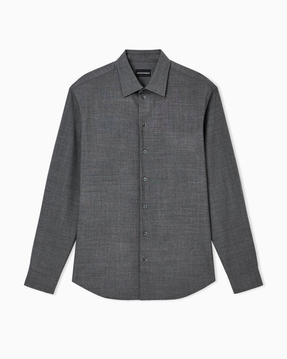 Emporio Armani Soft-finish virgin-wool canvas shirt