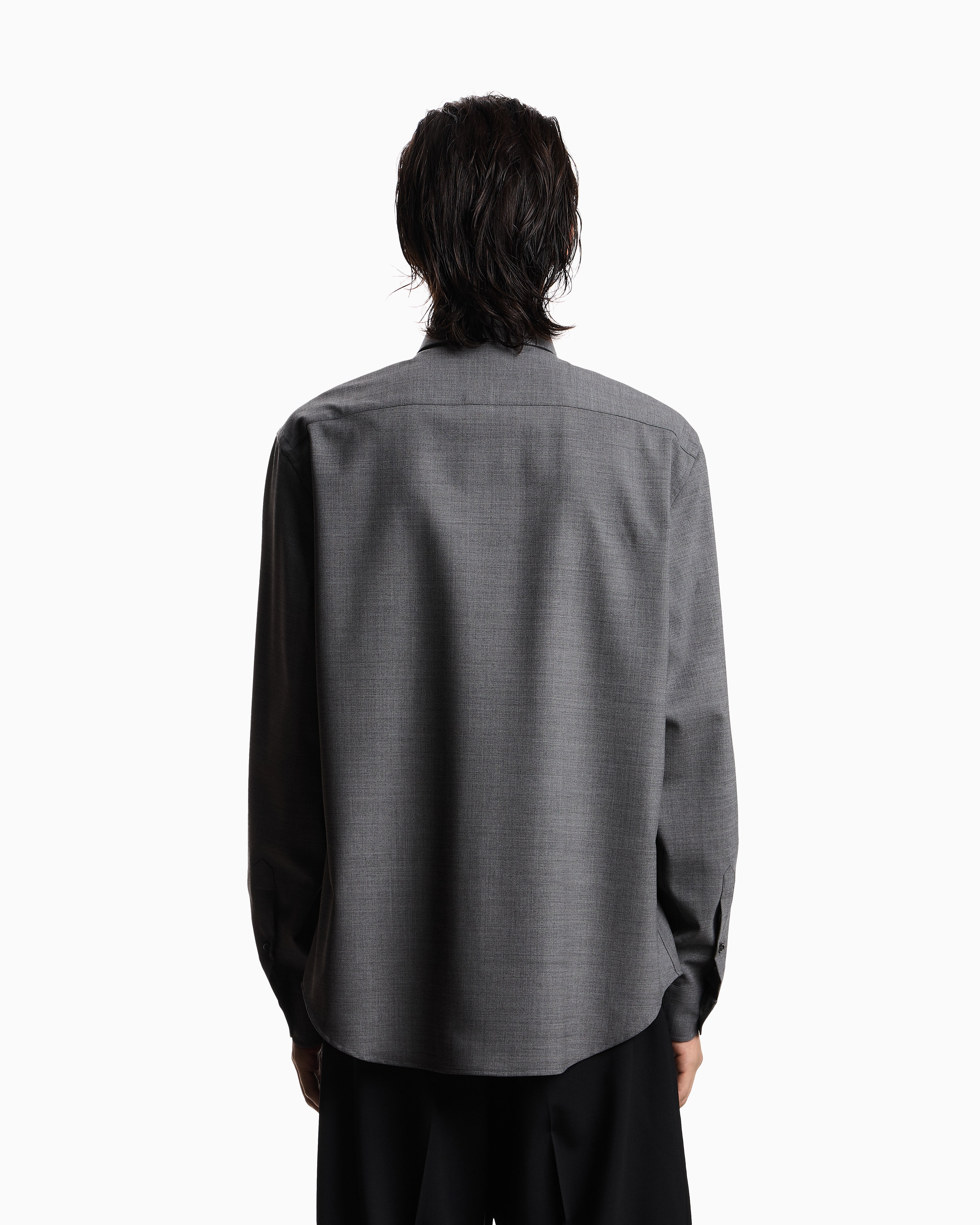Emporio Armani Soft-finish virgin-wool canvas shirt