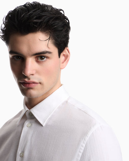 Emporio Armani Textured linen blend shirt
