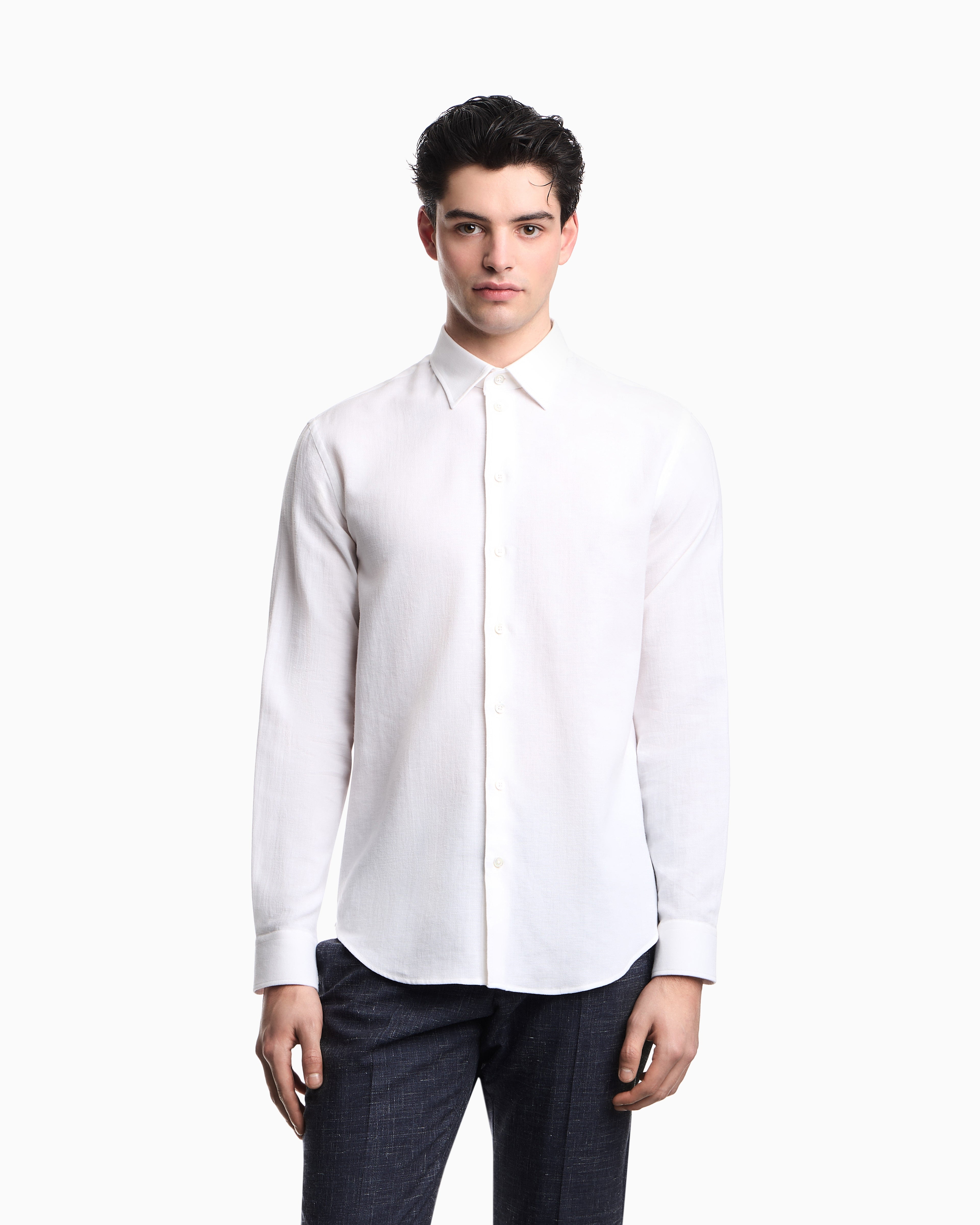 Emporio Armani Textured linen blend shirt