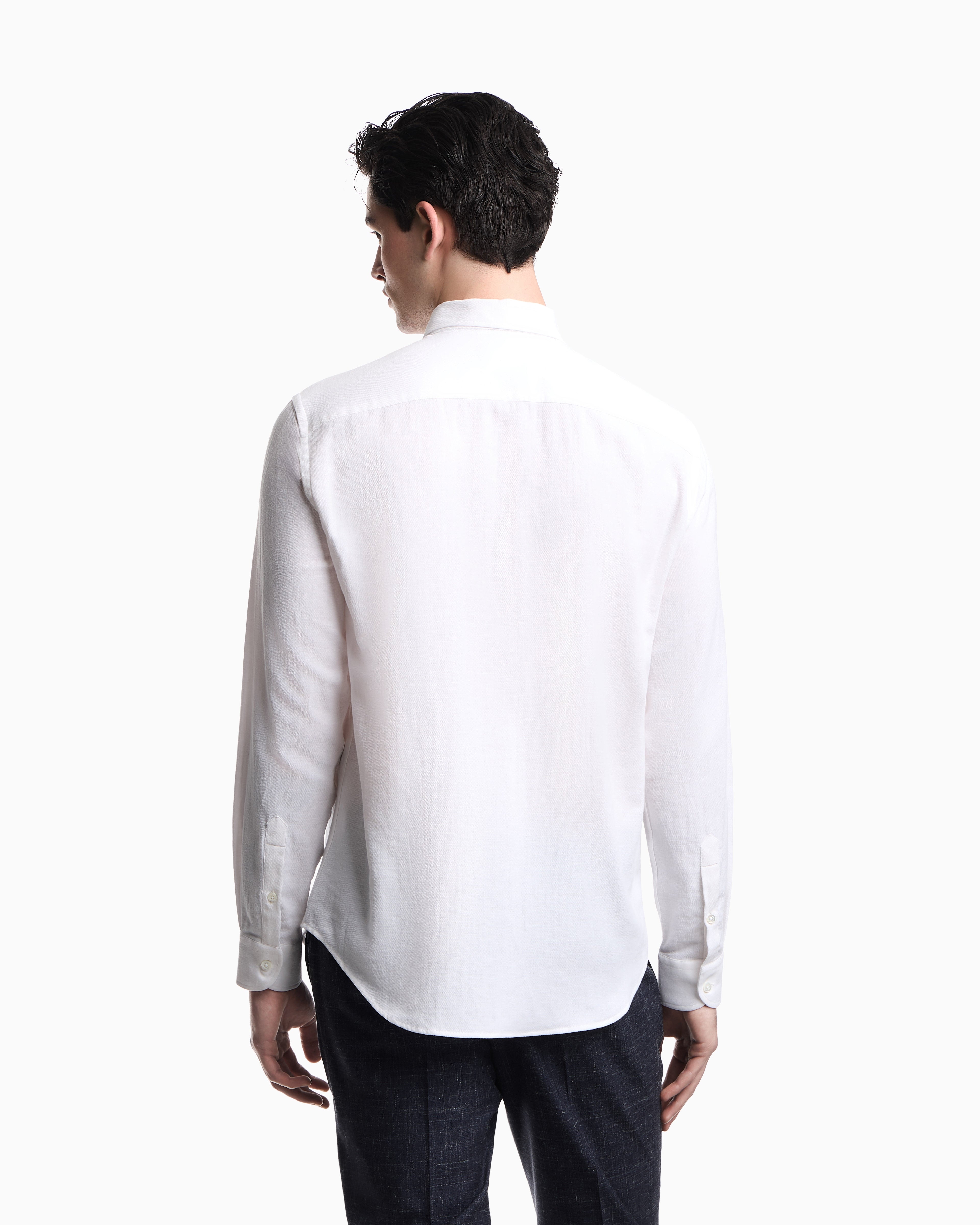 Emporio Armani Textured linen blend shirt