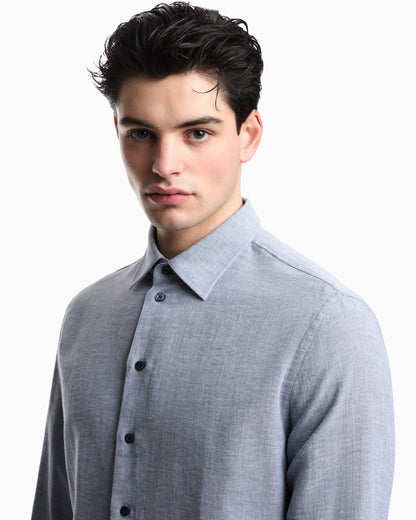 Emporio Armani Textured linen blend shirt
