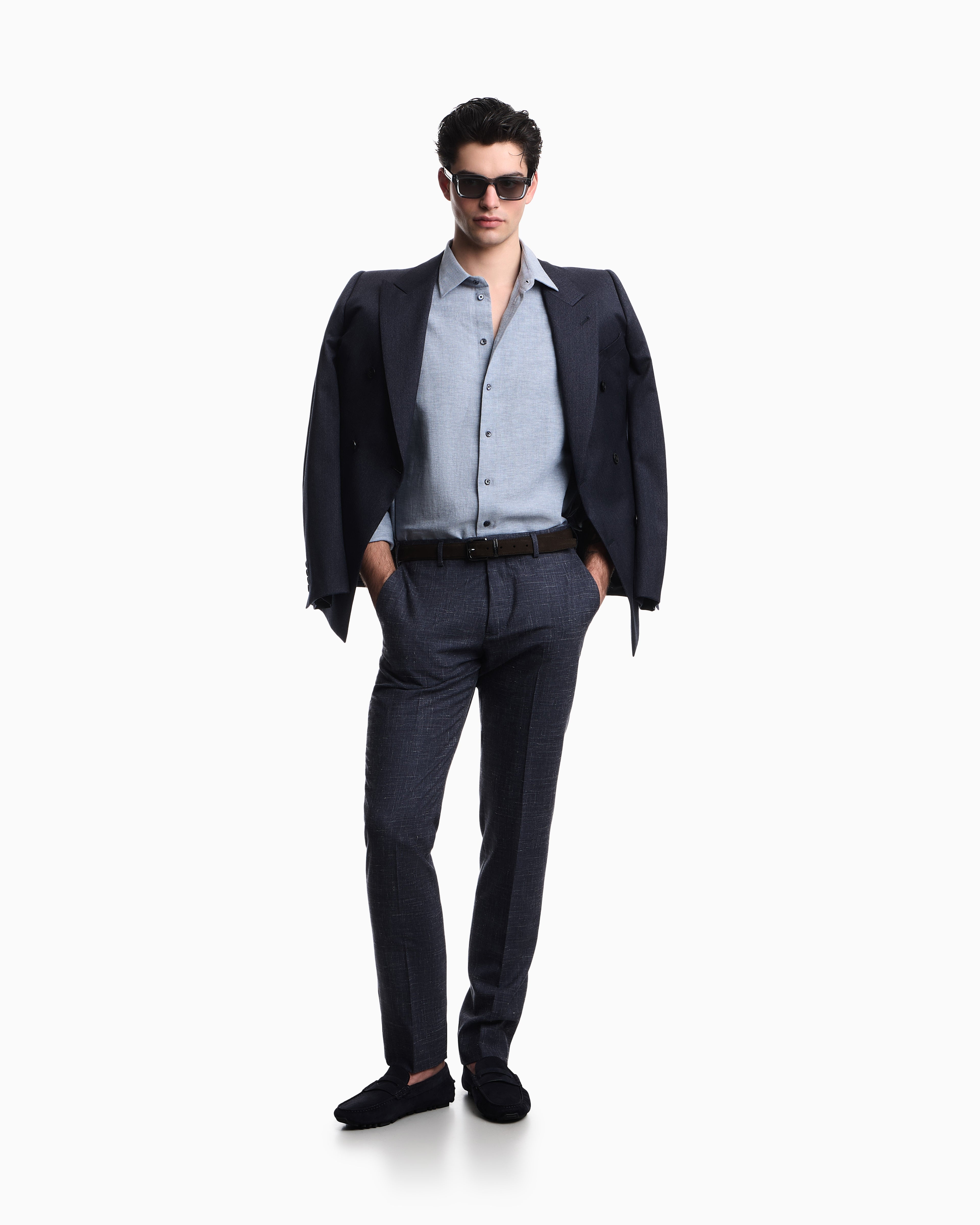 Emporio Armani Textured linen blend shirt