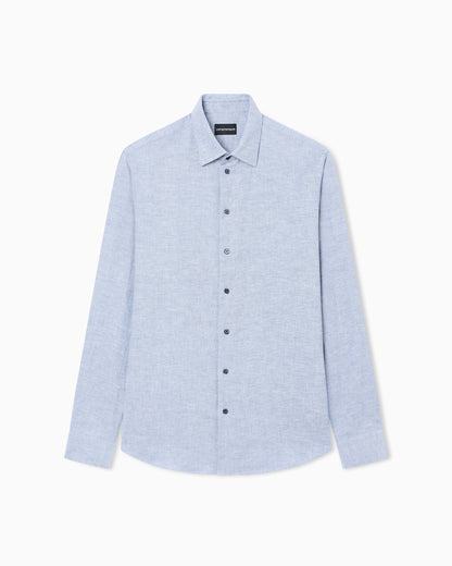 Emporio Armani Textured linen blend shirt