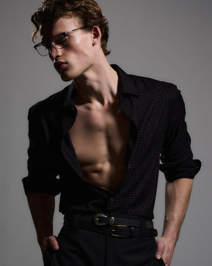Emporio Armani Micro-check flocked viscose shirt