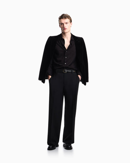 Emporio Armani Micro-check flocked viscose shirt