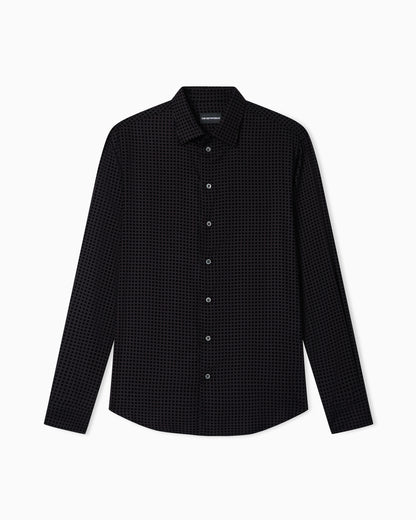 Emporio Armani Micro-check flocked viscose shirt