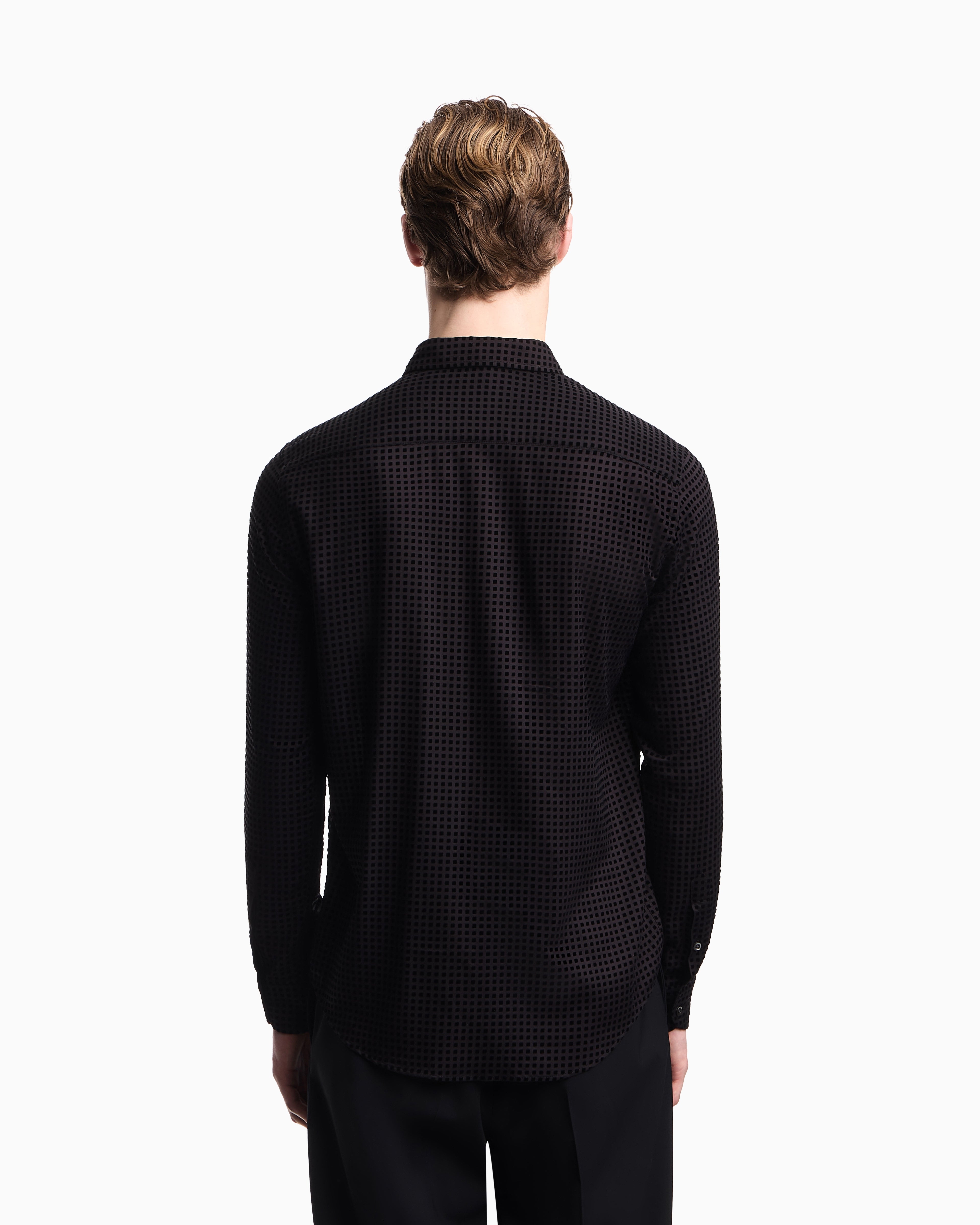 Emporio Armani Micro-check flocked viscose shirt