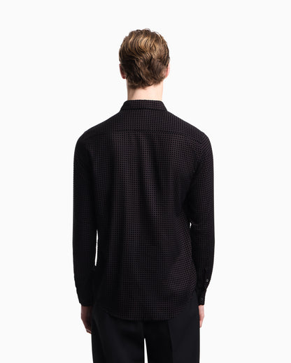 Emporio Armani Micro-check flocked viscose shirt