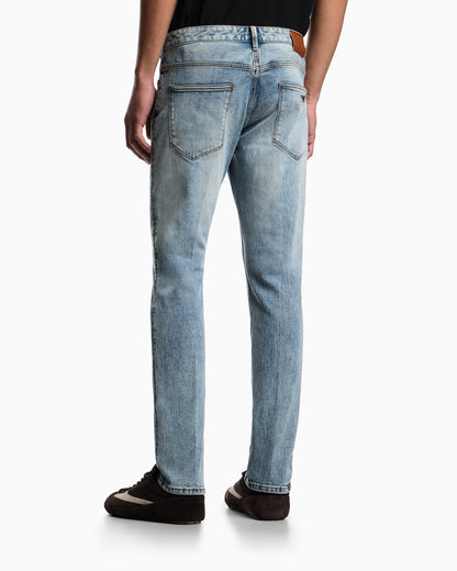 Emporio Armani ASV J06 slim-fit jeans in bleached stretch denim