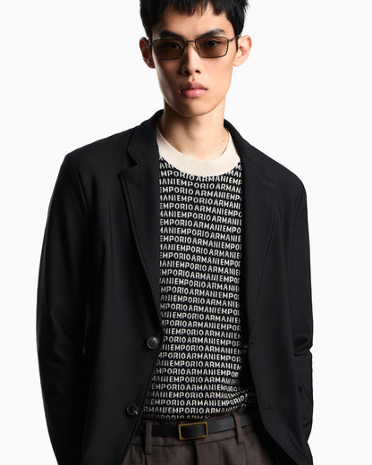 Emporio Armani Single-breasted jacket in technical jersey with a 3D micro-textured effect