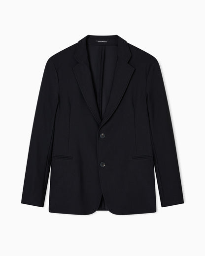 Emporio Armani Single-breasted jacket in technical jersey with a 3D micro-textured effect