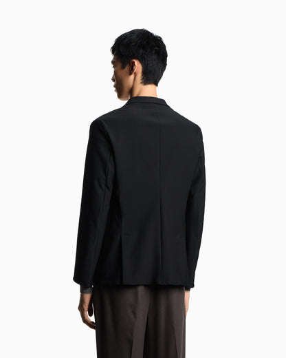 Emporio Armani Single-breasted jacket in technical jersey with a 3D micro-textured effect