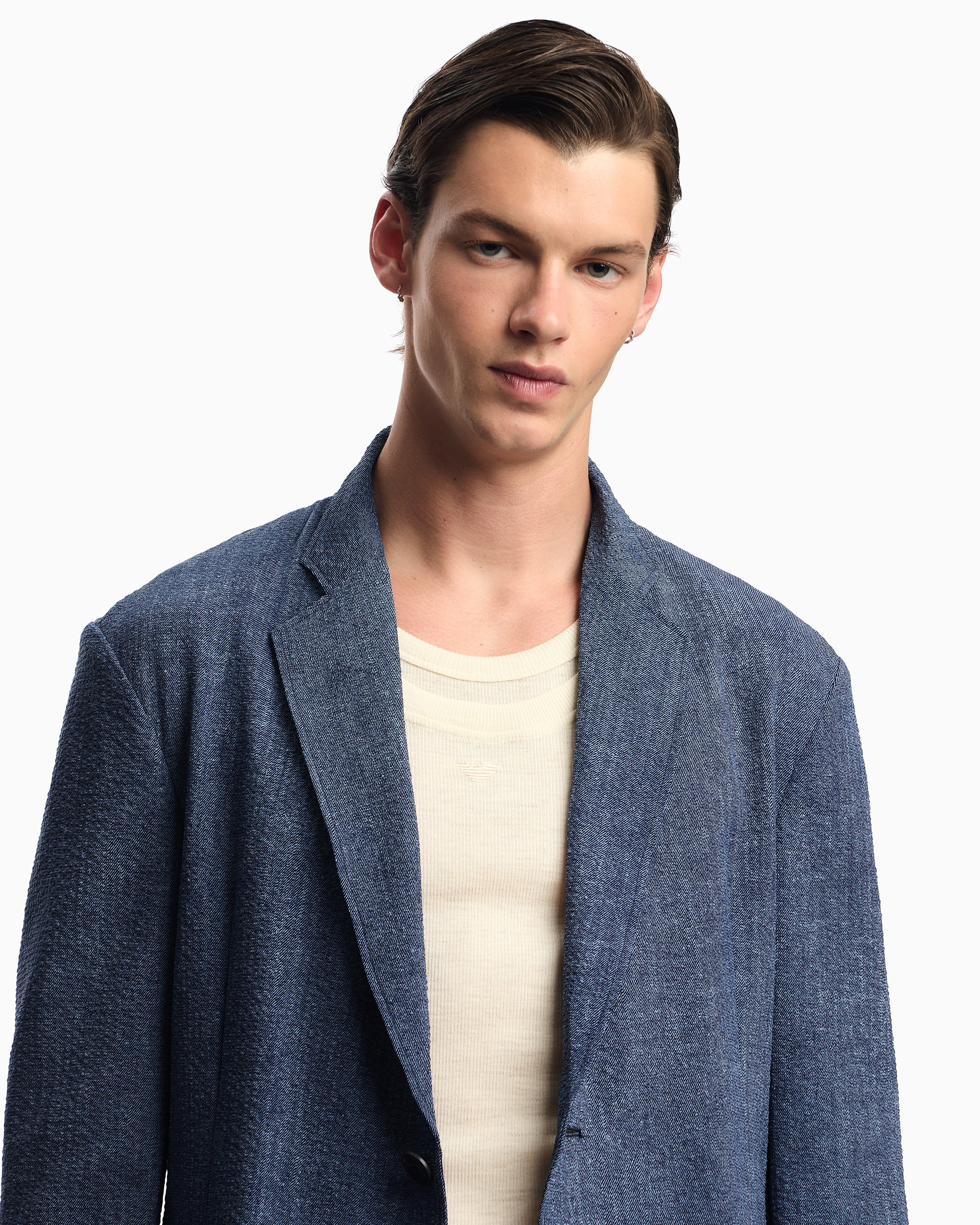 Emporio Armani Printed seersucker single-breasted blazer