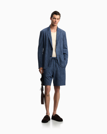 Emporio Armani Printed seersucker single-breasted blazer